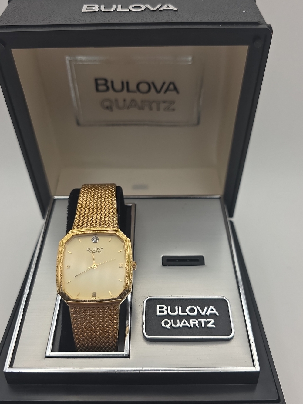 Vintage Bulova Octagon Gold Toned Quartz Martin Marietta Watch